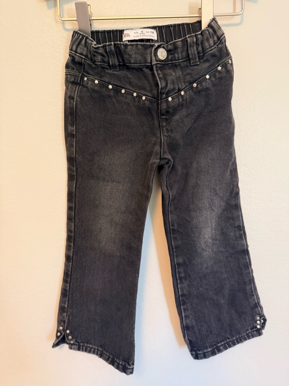 Zara Black Girls' Flare Jeans with Stud Trim